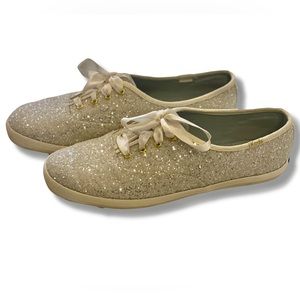 Kate Spade x Keds Champion White Glitter Sneakers